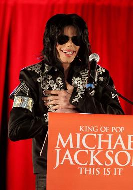 Michael Jackson bij zijn aankondiging van de nieuwe concerttour